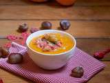 Soupe potimarron, chataignes et bacon