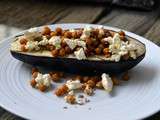 Aubergine et pois chiche rôtis aux épices, sésame et feta