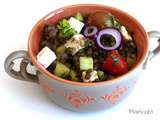 Salade de lentilles aux crudités et à la feta