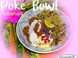 Poké bowl avec falafels, taboulet Libanais, houmous, aubergines