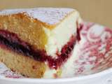 Gâteau léger et moelleux, garni de confiture de framboise