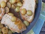 Escalopes de porc aux raisins verts