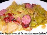 Chou braisé avec de la saucisse Montbéliard