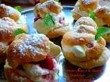 Petits Choux à la chantilly et framboises au sirop de menthe