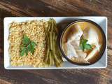 Colin sauce crevette,haricots verts et boulgour