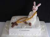 Gâteau  Lapin Crétin Communiant  en Pâte à Sucre