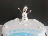 Gâteau  Olaf et Flocons  en Pâte à Sucre