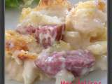 Gratin de pommes de terre à la saucisse de morteau et sa béchamel au boursault