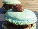 Macarons turquoises saveur nutella chocopops