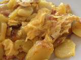 Omelette aux pommes de terre au thym, allumettes nature