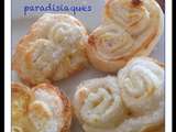 Palmiers feuilletés aux pépites de chocolat blanc et sucre cristal