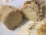 Quenelles roulées au jambon, crème et ses petits légumes du soleil