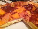 Quiche aux blancs de poulet, raclette moutarde et mimolette