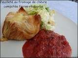 Feuilletés au fromage de chèvre, compotée de fraises & rhubarbe