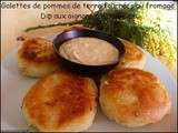 Galette de pommes de terres fourrées au fromage et dip d'oignons caramélisés