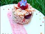 Salade de riz marine & fruitée (crevettes, cerise, framboise)