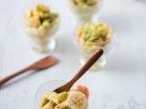 Verrines banane-avocat-crevettes