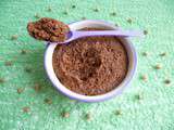 Gâteau cru diététique pomme cannelle avec cacao Flavochino, céréales de son de blé et psyllium (sans beurre et riche en fibres)