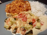 Cabillaud crumble chorizo sauce courgettes et tomates