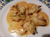 Conchiglioni frais aux Saint Jacques farcis aux poireaux