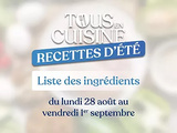 Liste des ingrédients de Cyril Lignac dans tous en cuisine du 28 août au 1er septembre