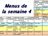 Menus de la semaine 4 (planning idées repas)