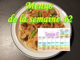 Menus de la semaine 42 (idées repas, planning repas)