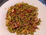Petits pois oignons lardons champignons