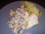 Poisson et crevettes sauce champignon