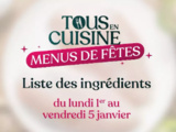 Tous en cuisine, liste des ingrédients du 1er au 5 janvier