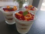 Verrines cheesecake (framboise, kumquat)