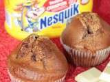 Muffins au Nesquik et Coeur de Chocolat Blanc