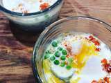 Oeufs cocotte aux petit pois et chorizo