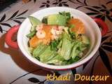 Salade de crevettes, avocat et mandarine