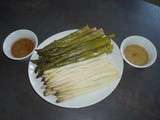 Duo d’asperges vertes et blanches avec ses deux vinaigrettes