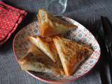 Bricks poulet, houmous, poireaux et champignons