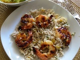 Crevettes miel-sriracha sur riz orange-gingembre, bis