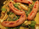 Poêlée de saucisses de Toulouse aux légumes fondants