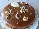 Entremets caramel poire et noix