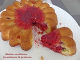 Gâteau moelleux framboises et pralines