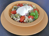 Salade de blé aux légumes et jambon