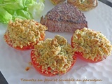 Tomates au four et crumble au parmesan