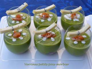 Verrines petits-pois-morbier