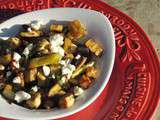 Aubergines roties, citron, feta et pignons