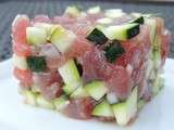 Tartare de thon et courgettes crues au citron confit