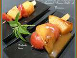 Brochettes de Melon et Fraises, Caramel au Beurre Salé et Verveine