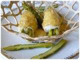 Filets de Sole et Petits bouquets d’Asperges dans des Paniers Croquants, Sabayon à l’échalote