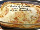 Gratin de ravioles aux poireaux et à la cancoillotte