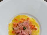 Tartare de bettarave jaune et chiogga en cru et cuit