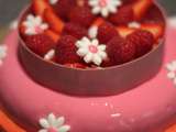 Entremets Rose Bonbon (framboises, vanille)